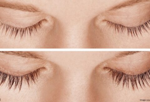 Before and after of longer eyelash