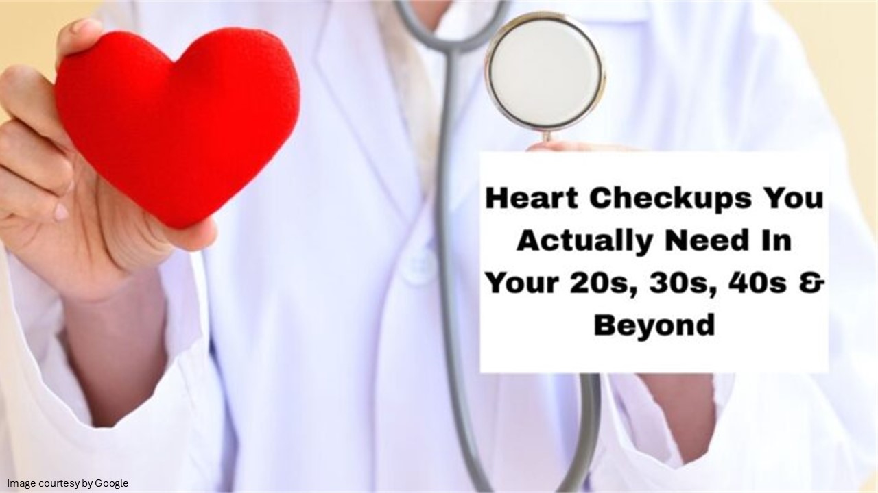 Doctor holding red heart with stethoscope and heart checkup message