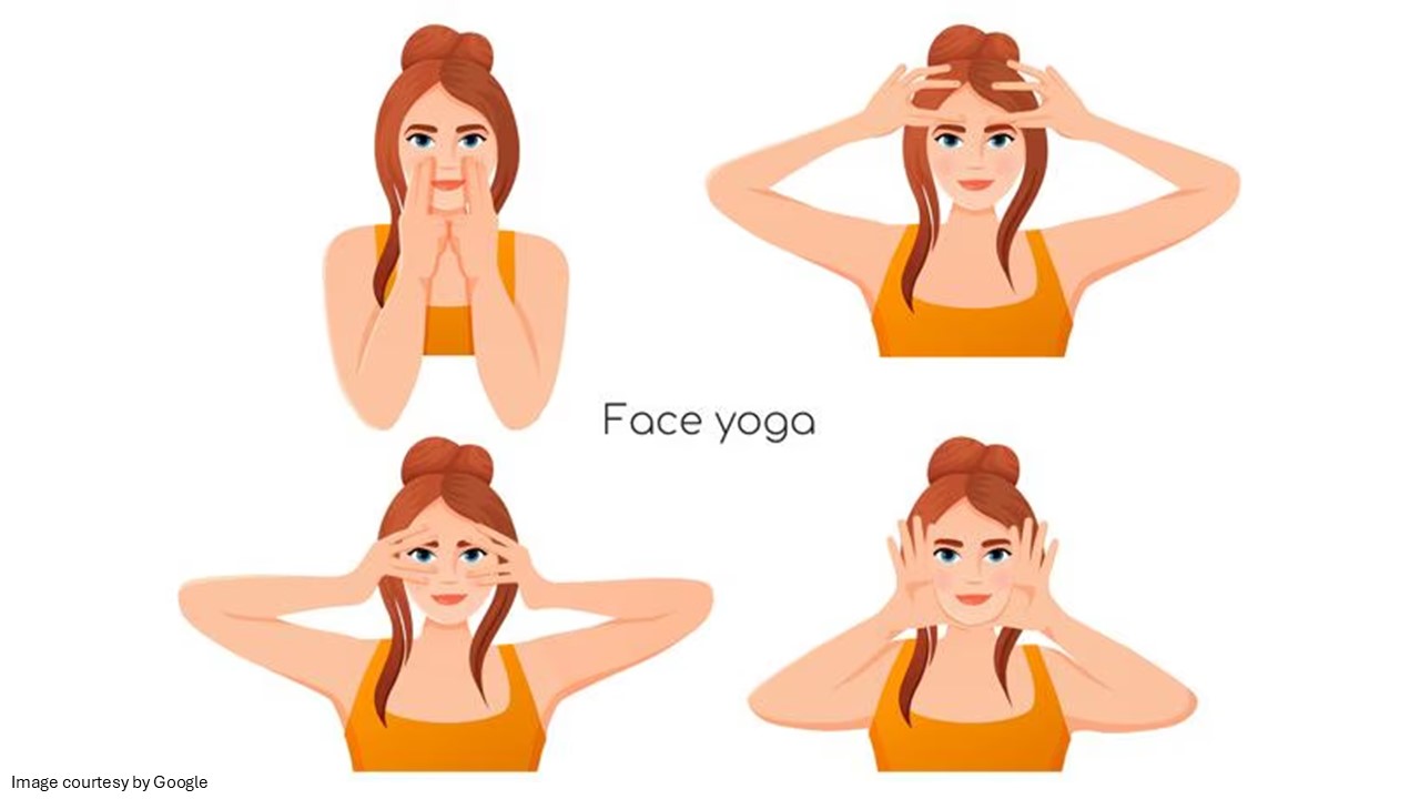 Girl doing face yoga