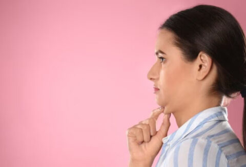 Facial exercises to target and reduce double chin appearance.