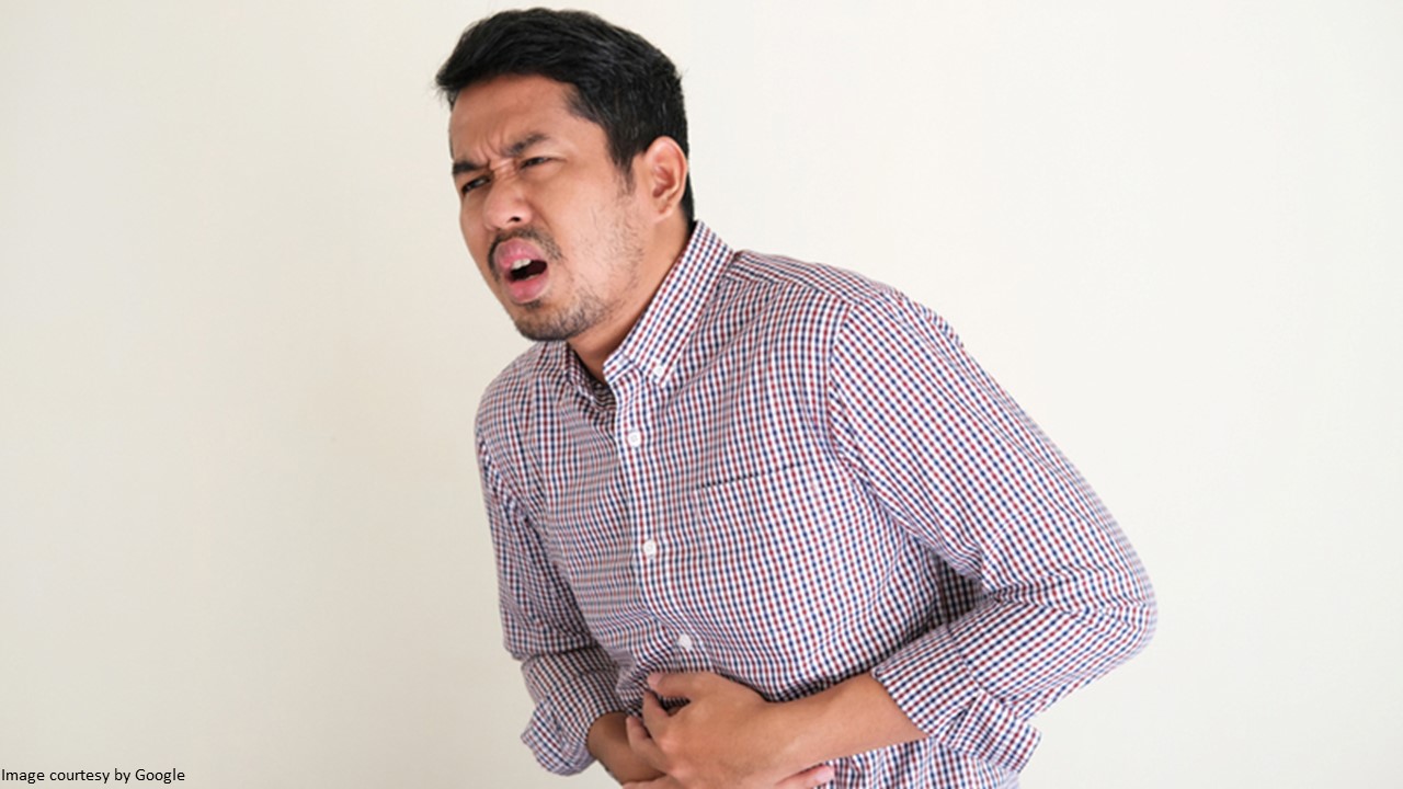 Image of a man suffering from dysentery, a gastrointestinal illness characterized by severe diarrhea, abdominal pain, and discomfort.