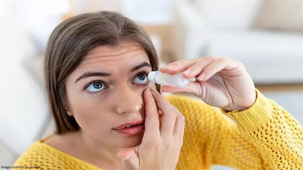 Person using bimatoprost eye drops for treatment