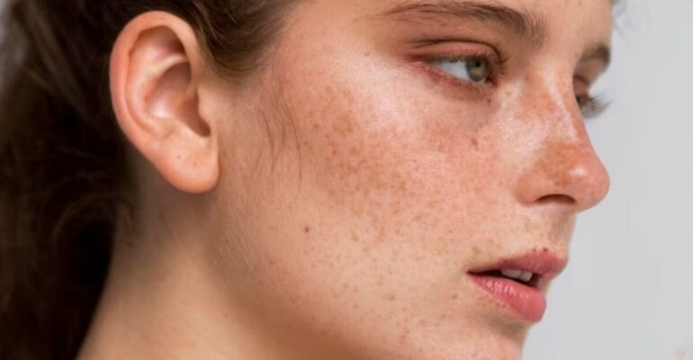 A girl face with melasma