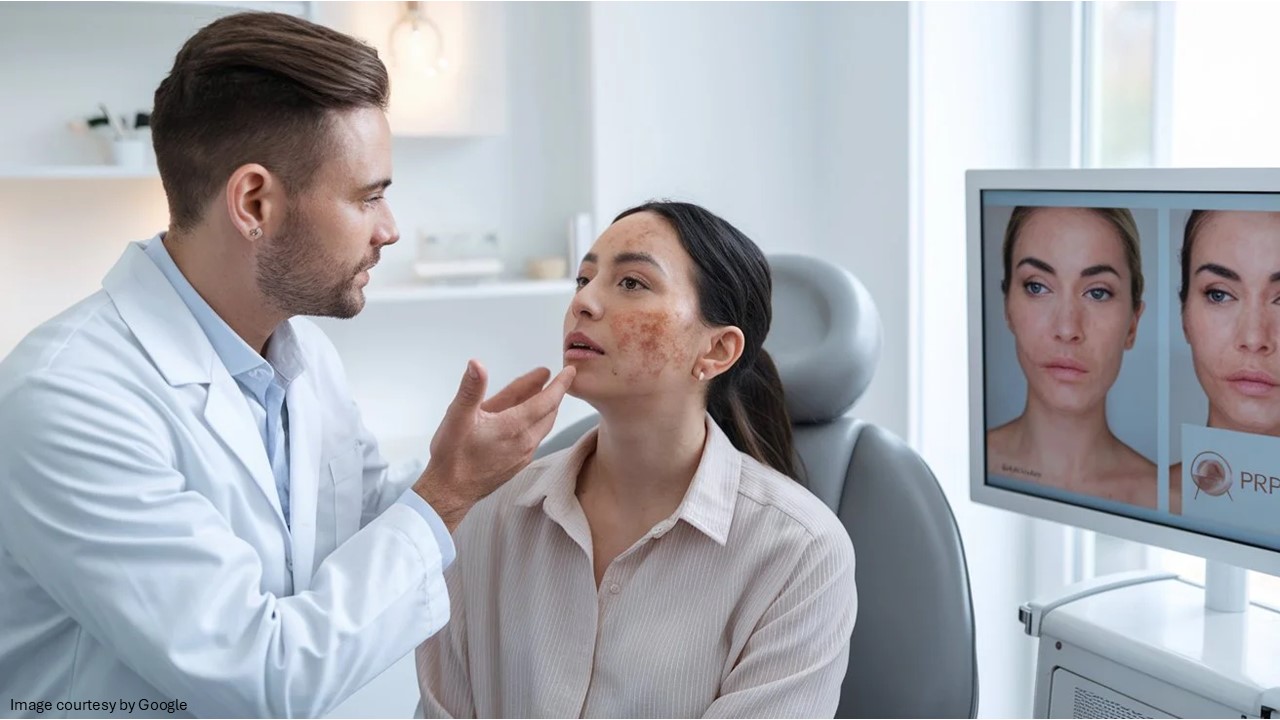 A doctor checking patient melasma