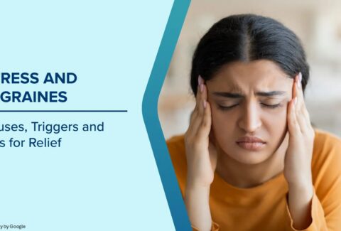 A girl holding her head due to Migraine and Stress