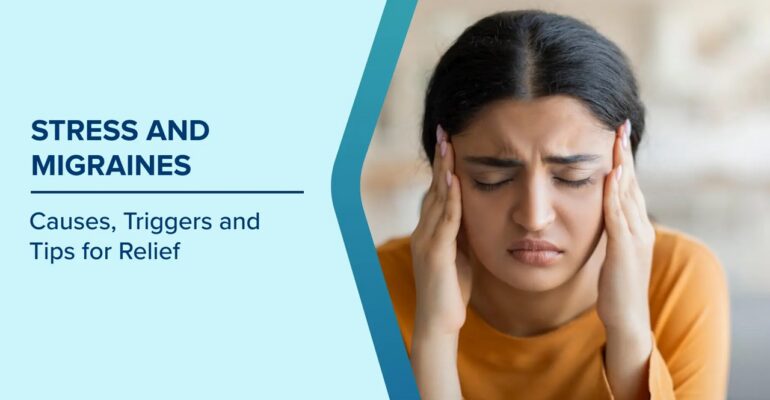 A girl holding her head due to Migraine and Stress