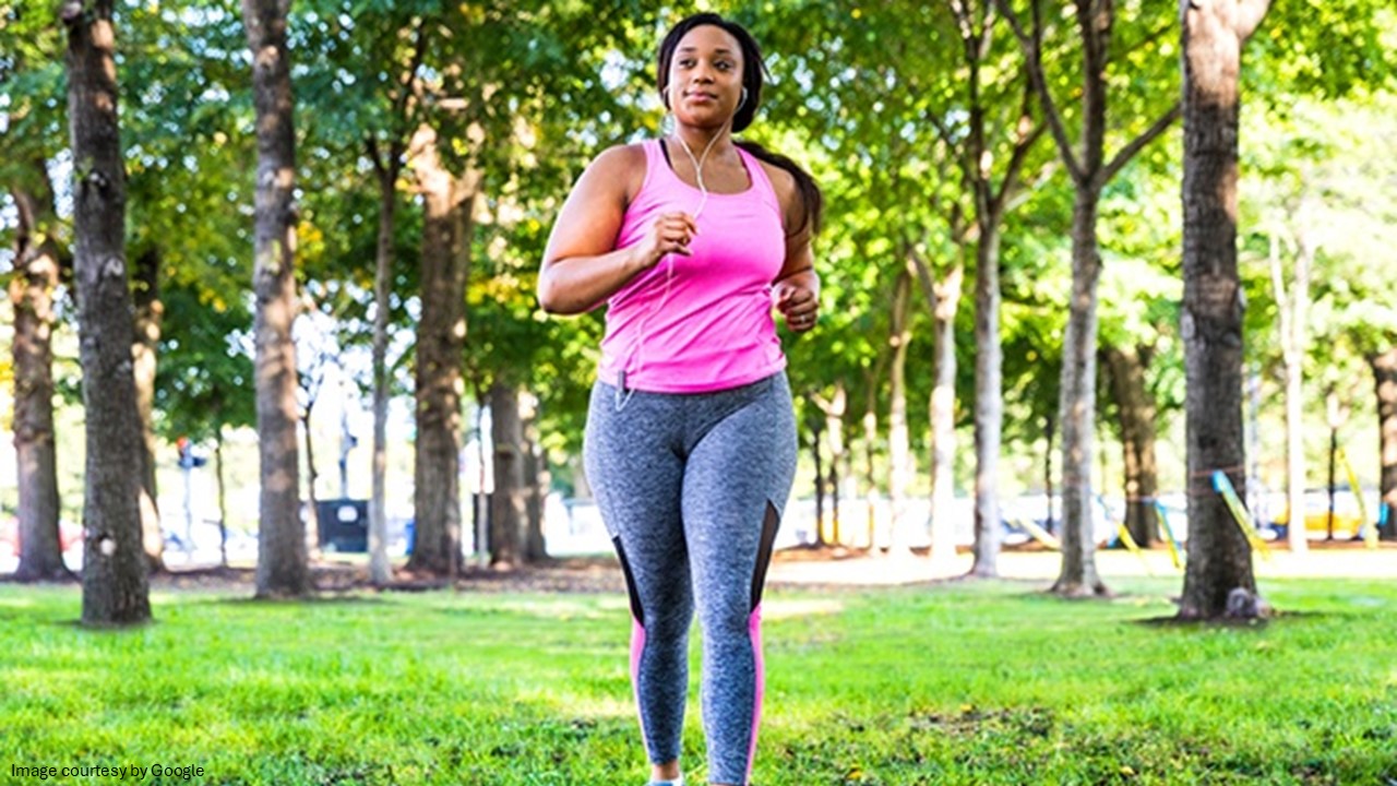 A person running in a park